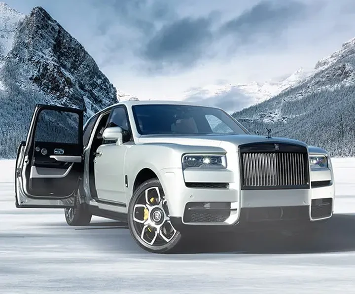 Rolls Royce Cullinan pictured in winter landscape